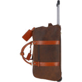 Cow Oily Leather Wheeled Weekend Travel Holdall Brown/Tan: FEN-780