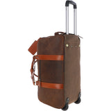 Cow Oily Leather Wheeled Weekend Travel Holdall Brown/Tan: FEN-780