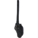 Leather Vintage Small Flight Shoulder Bag Black : FIN