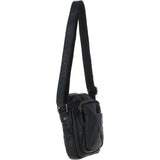 Leather Vintage Small Flight Shoulder Bag Black : FIN