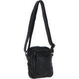 Leather Vintage Small Flight Shoulder Bag Black : FIN
