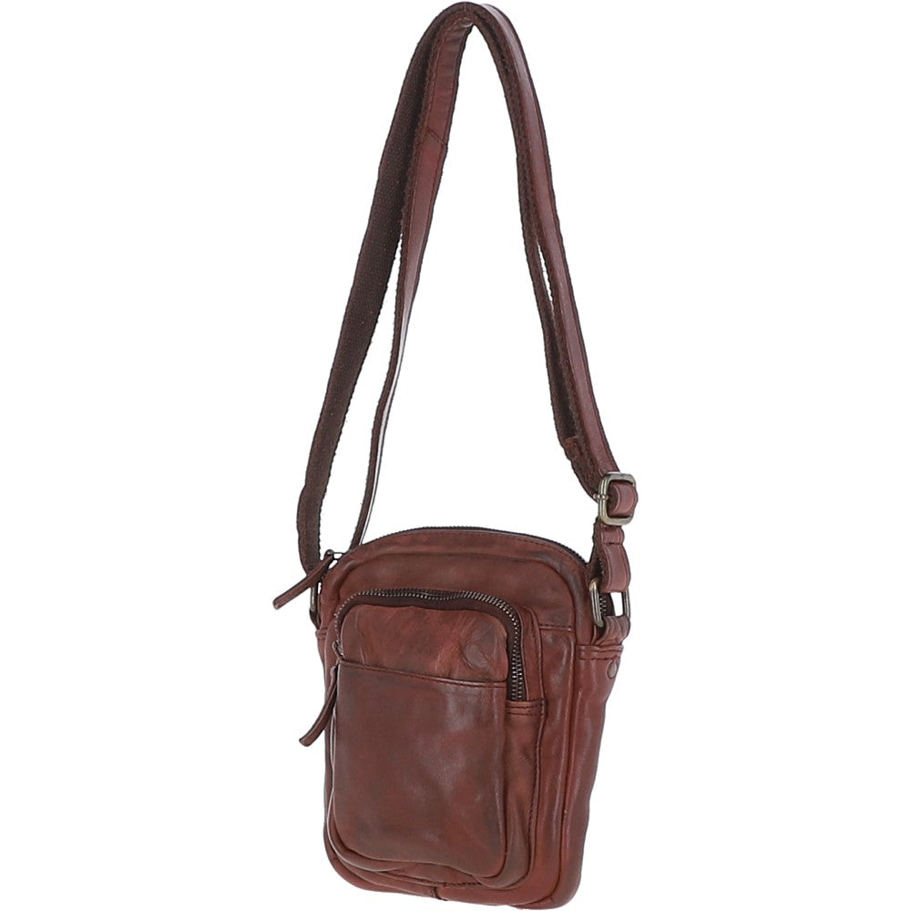 Leather Vintage Small Flight Shoulder Bag Brandy : FIN