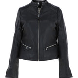 Ladies Leather Biker Jacket Black: FO-ALVA