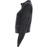 Ladies Leather Biker Jacket Black: FO-ALVA