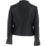 Ladies Leather Biker Jacket Black: FO-ALVA