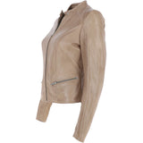 Ladies Leather Jacket Ivory: FO-ALVA