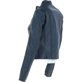 Ladies Leather Biker Jacket Navy: FO-ALVA