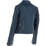 Ladies Leather Biker Jacket Navy: FO-ALVA