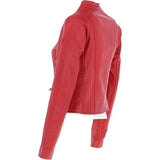 Ladies Leather Biker Jacket Red: FO-ALVA