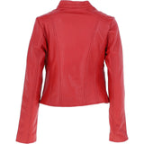 Ladies Leather Biker Jacket Red: FO-ALVA