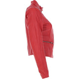 Ladies Leather Biker Jacket Red: FO-ALVA