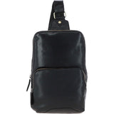 Unisex Medium Luxury Leather Sling Bag Black : G-39