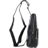 Unisex Medium Luxury Leather Sling Bag Black : G-39