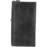 Women's Vintage Wash Large 12 Card Leather  Purse Grey: G-43