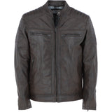 Mens  Leather Biker Jacket Brown: G-6200