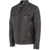 Mens  Leather Biker Jacket Brown: G-6200