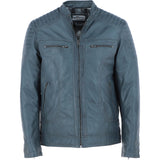 Mens  Leather Biker Jacket Grey: G-6200