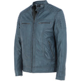 Mens  Leather Biker Jacket Grey: G-6200