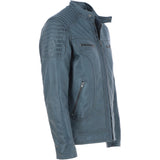 Mens  Leather Biker Jacket Grey: G-6200