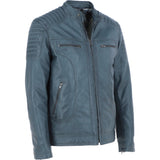 Mens  Leather Biker Jacket Grey: G-6200