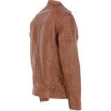Mens  Leather Biker Jacket Tan: G-6200