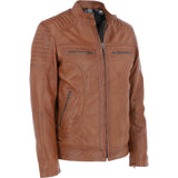Mens  Leather Biker Jacket Tan: G-6200