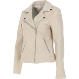 Ladies Leather Biker Jacket Beige: G-Celia22