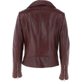Ladies Leather Biker Jacket Burgundy: G-Celia22