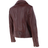 Ladies Leather Biker Jacket Burgundy: G-Celia22
