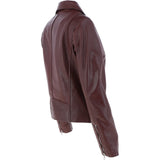 Ladies Leather Biker Jacket Burgundy: G-Celia22