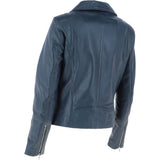 Ladies Leather Biker Jacket Navy: G-Celia22
