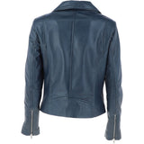 Ladies Leather Biker Jacket Navy: G-Celia22