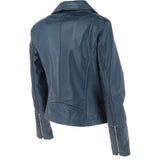 Ladies Leather Biker Jacket Navy: G-Celia22