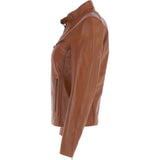Leather Biker Jacket Tan: G 2131