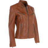 Leather Biker Jacket Tan: G 2131