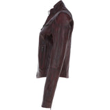 Leather Biker Jacket Vin Burgundy: G 2131