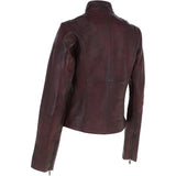 Leather Biker Jacket Vin Burgundy: G 2131