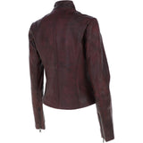 Leather Biker Jacket Vin Burgundy: G 2131