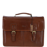 Mens Triple Gusset Heavy Duty Leather Briefcase Chestnut : Gareth
