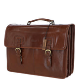 Mens Triple Gusset Heavy Duty Leather Briefcase Chestnut : Gareth