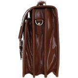 Mens Triple Gusset Heavy Duty Leather Briefcase Chestnut : Gareth