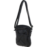 Small Vintage Wash Leather Travel Bag Black  : GIN