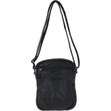 Small Vintage Wash Leather Travel Bag Black  : GIN