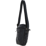 Small Vintage Wash Leather Travel Bag Black  : GIN