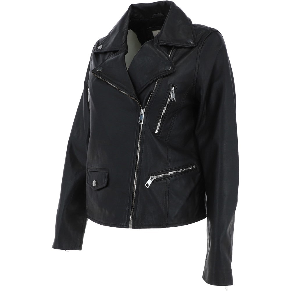 Leather Biker Jacket Black: Hackney