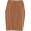 Cognac tan leather pencil skirt front