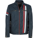 Gabicci Mens Leather Jacket Navy: GB McQueen