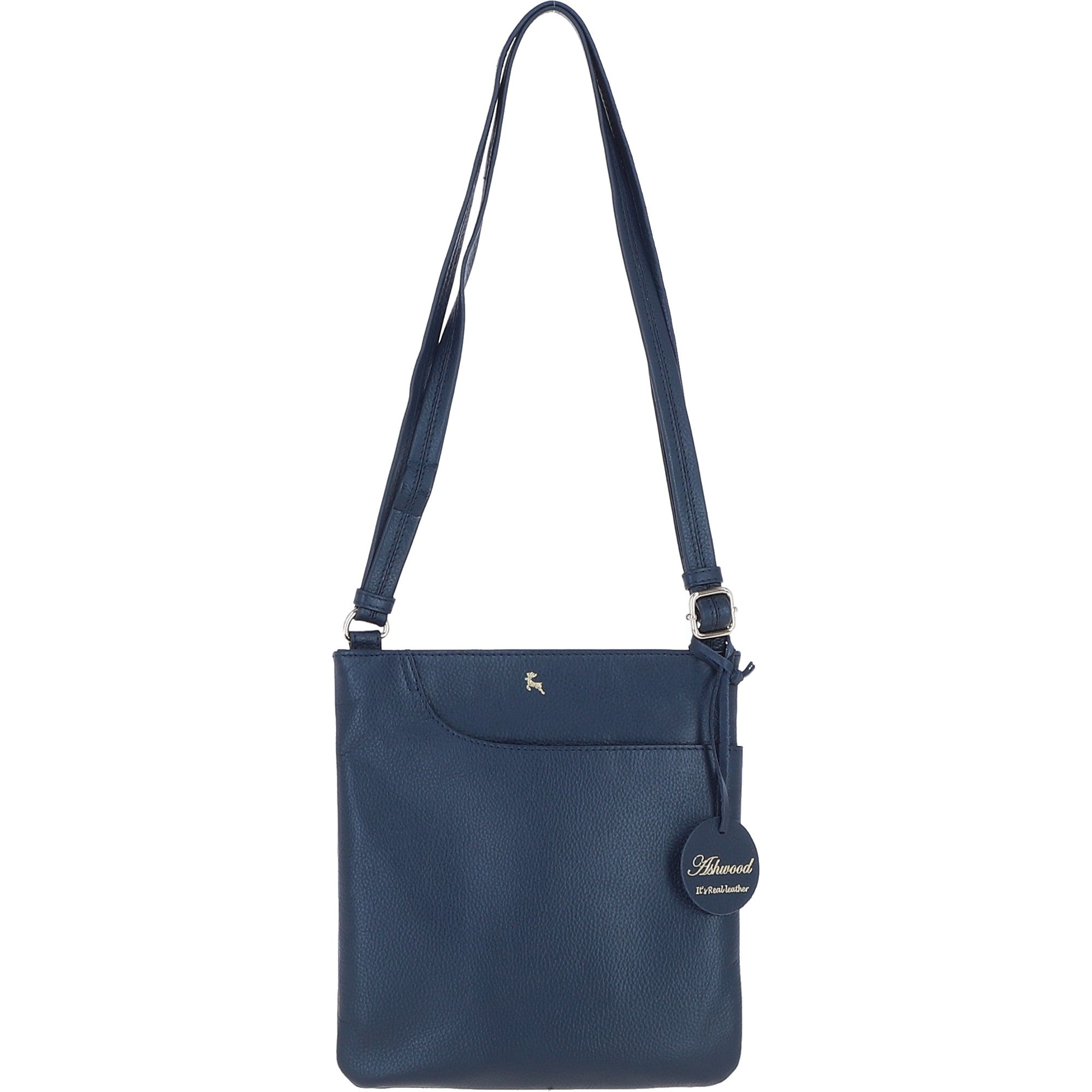 Ashwood Leather Curve Pocket Crossbody Bag Navy: 63620