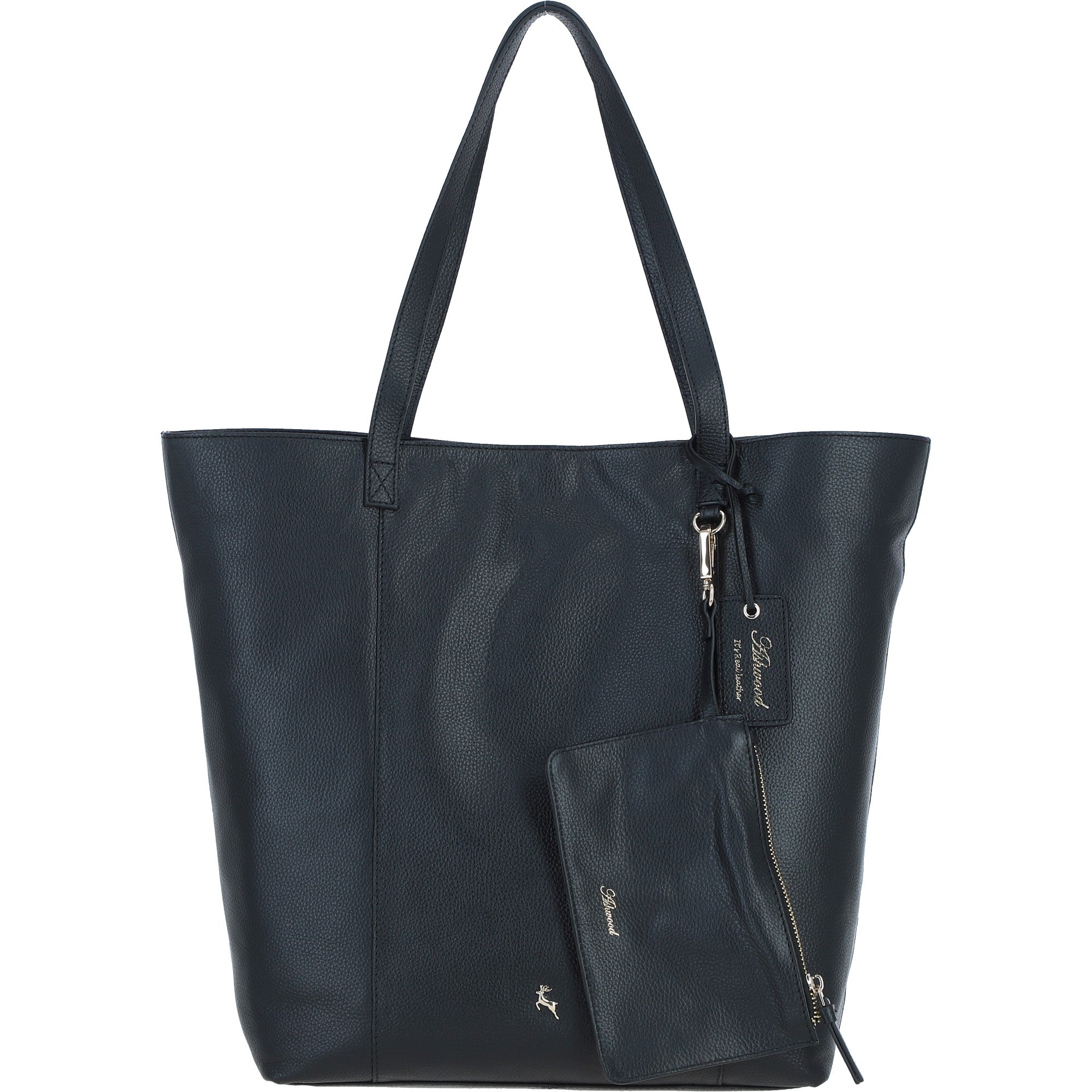 Ashwood Leather Shoulder Bag with Detachable Pouch Black: 64454