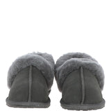 Women's Classic  Suede Sheepskin Cuff Slippers Grey: LADIES CUFF SLIPPERS